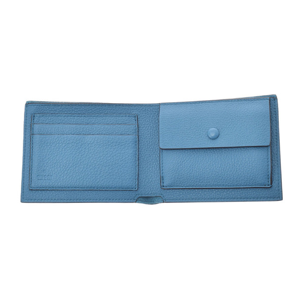 Gucci Logo Wallet Blue Leather Bifold - Picture 7 of 12